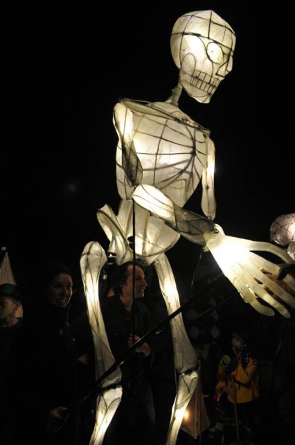 Artist Toby Downing ran The Lab's lantern workshops and created the impressive skeleton puppet lantern for River of Lights, based on the story of the Fisherman and the Skeleton Woman