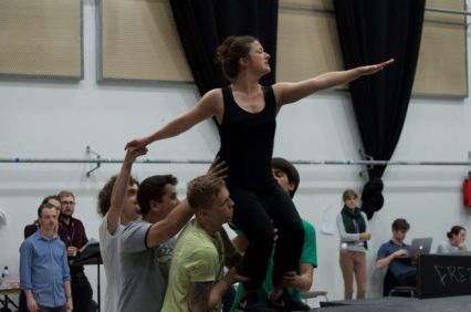 WNO Kommilitonen! in rehearsal, Chiara Vinci as Sophie Scholl