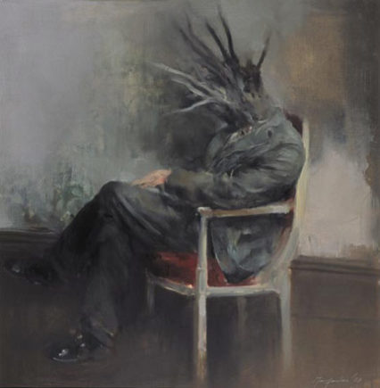 John Macfarlane, Seated Tree Man, Hansel and Gretel, 2008, oil on paper, 46x45cm