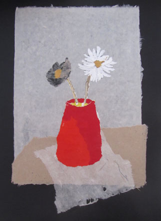 Rosemary Burton, The Red Vase, 2016, collage, 53x40cm