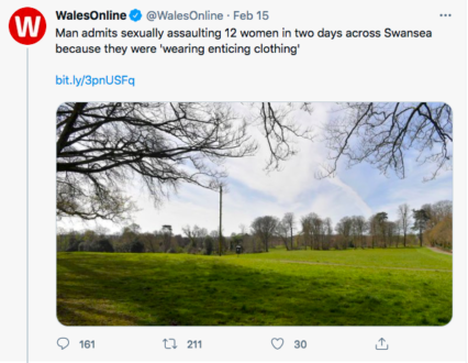 WalesOnline Sexual Assault tweet sparks controversy 