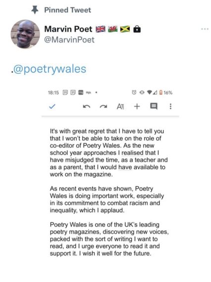 statement from Marvin Poet