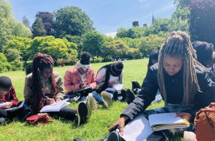 Writing in Bute Park on a sunny day